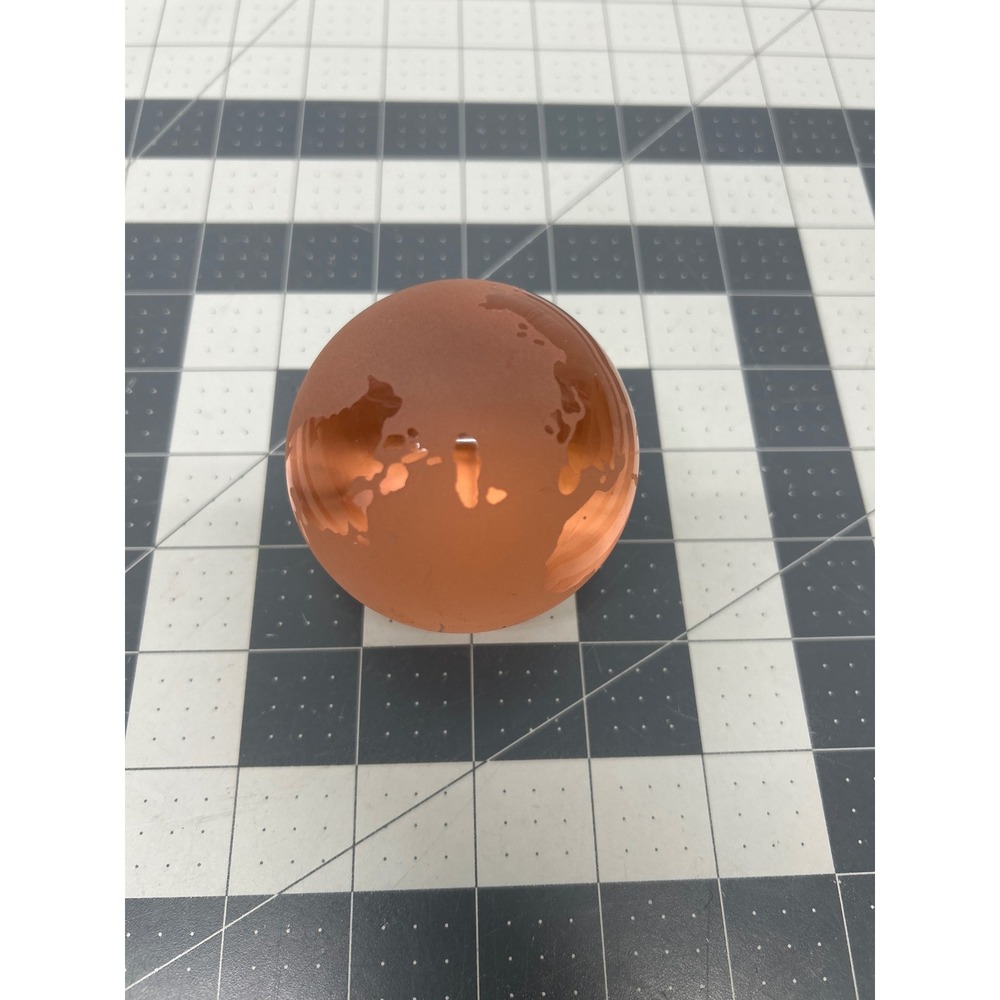 Frosted Glass Globe Pink Brass Stand Desk Decor Vintage Style Paperweight Desk - Picture 7 of 10